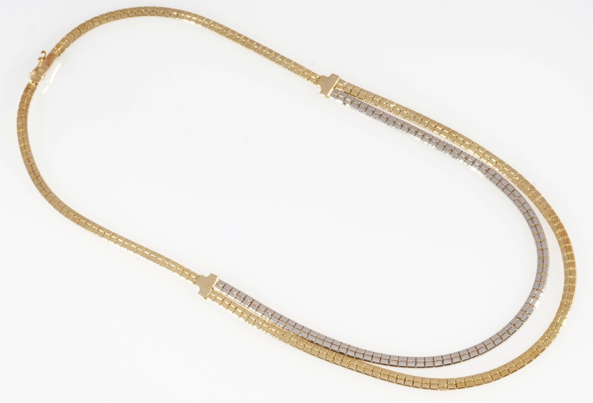 585 two-rowed gold necklace, 14K Gold Collier / zweireihige Halskette,