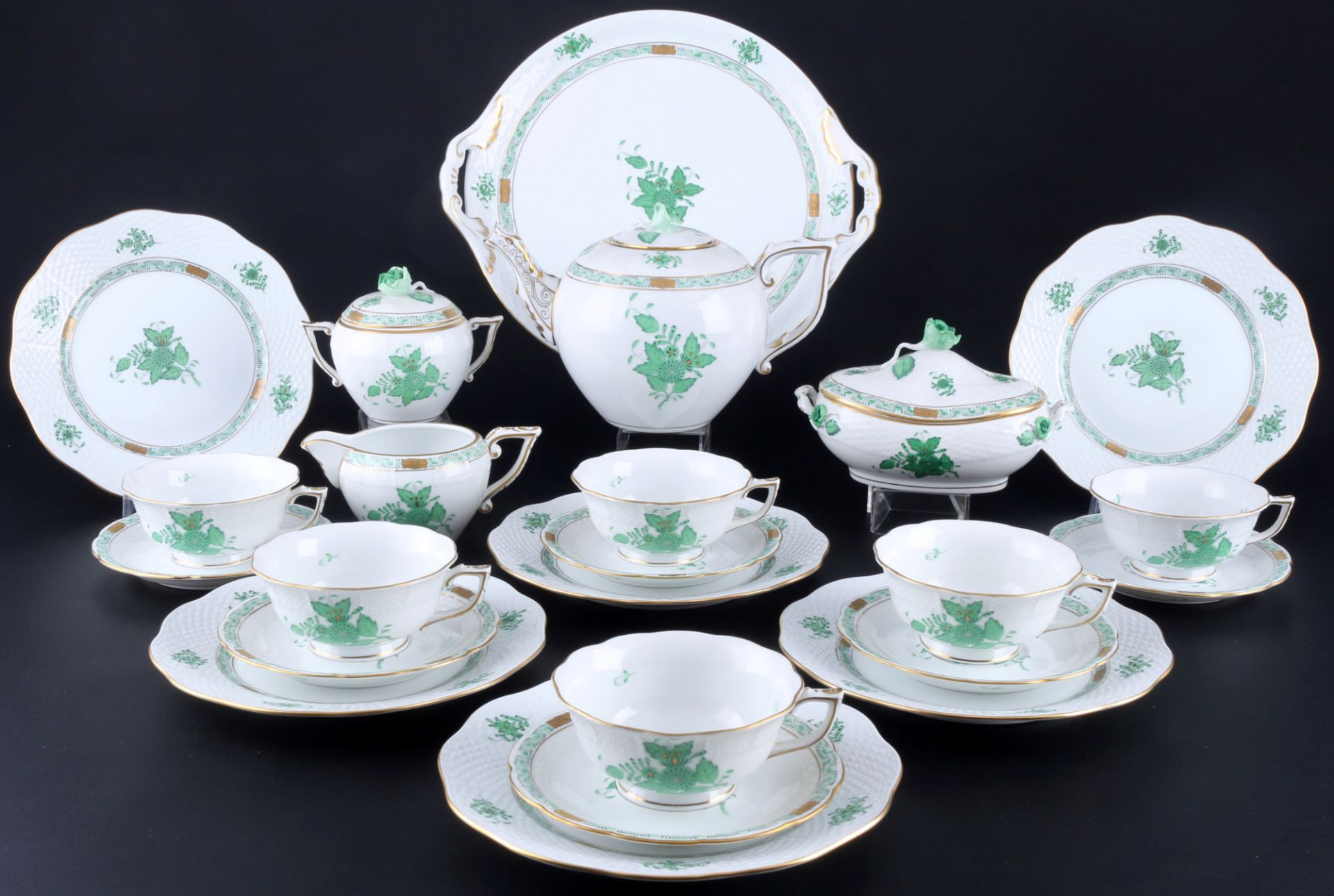 Herend Apponyi Vert Teeservice für 6 Personen, tea service for 6 pers.,