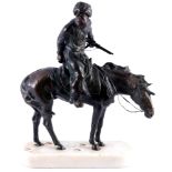 Rene Paris (1881-1970) Bronze Spähender Kosakenreiter, scouting cossack rider,