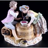 Meissen Winzerkinder mit Fass 1.Wahl, vintner children with barrel 1st choice,