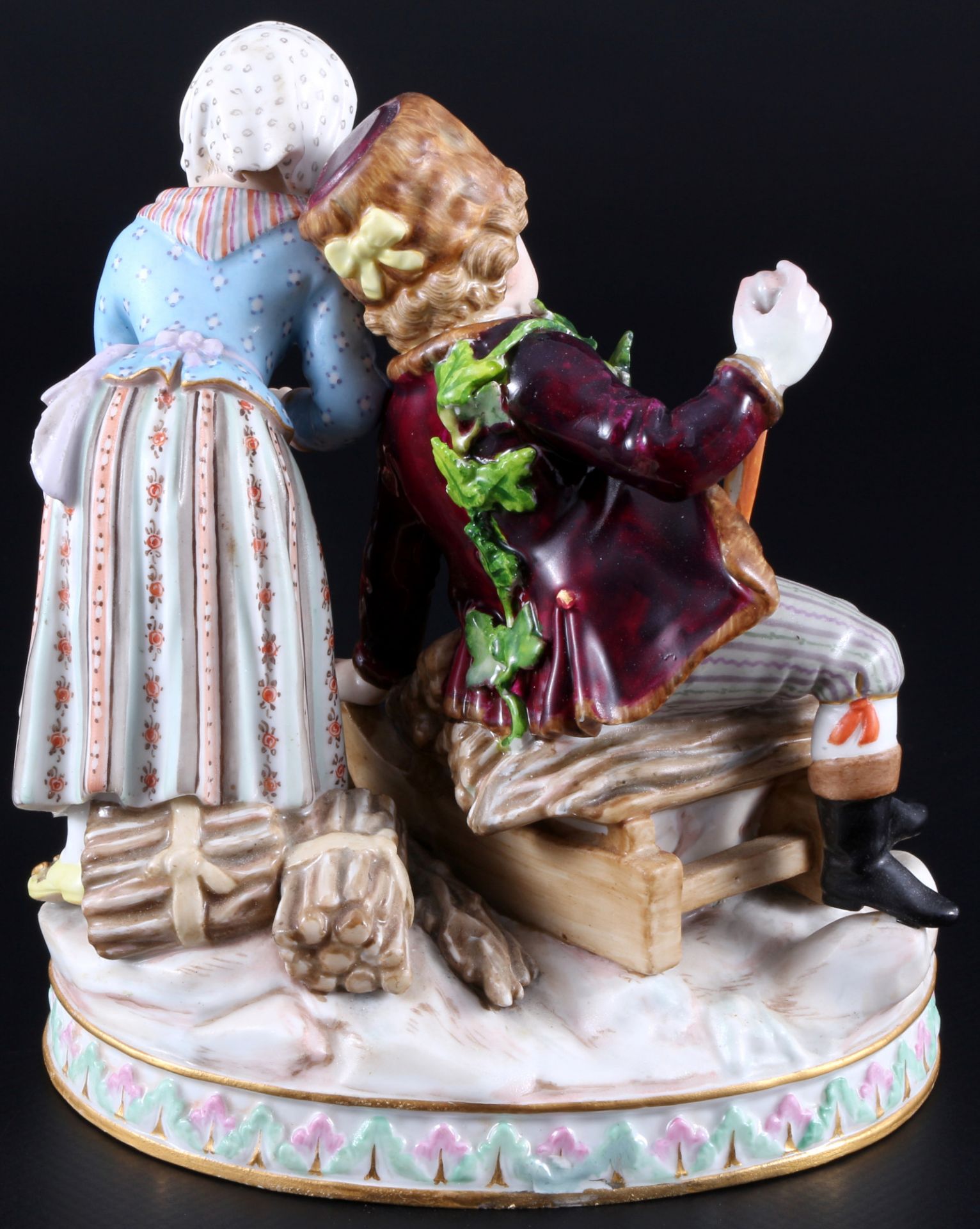 Meissen Four Seasons allegory of winter 1st choice, knob mark, Allegorie des Winters 1.Wahl, - Image 3 of 6