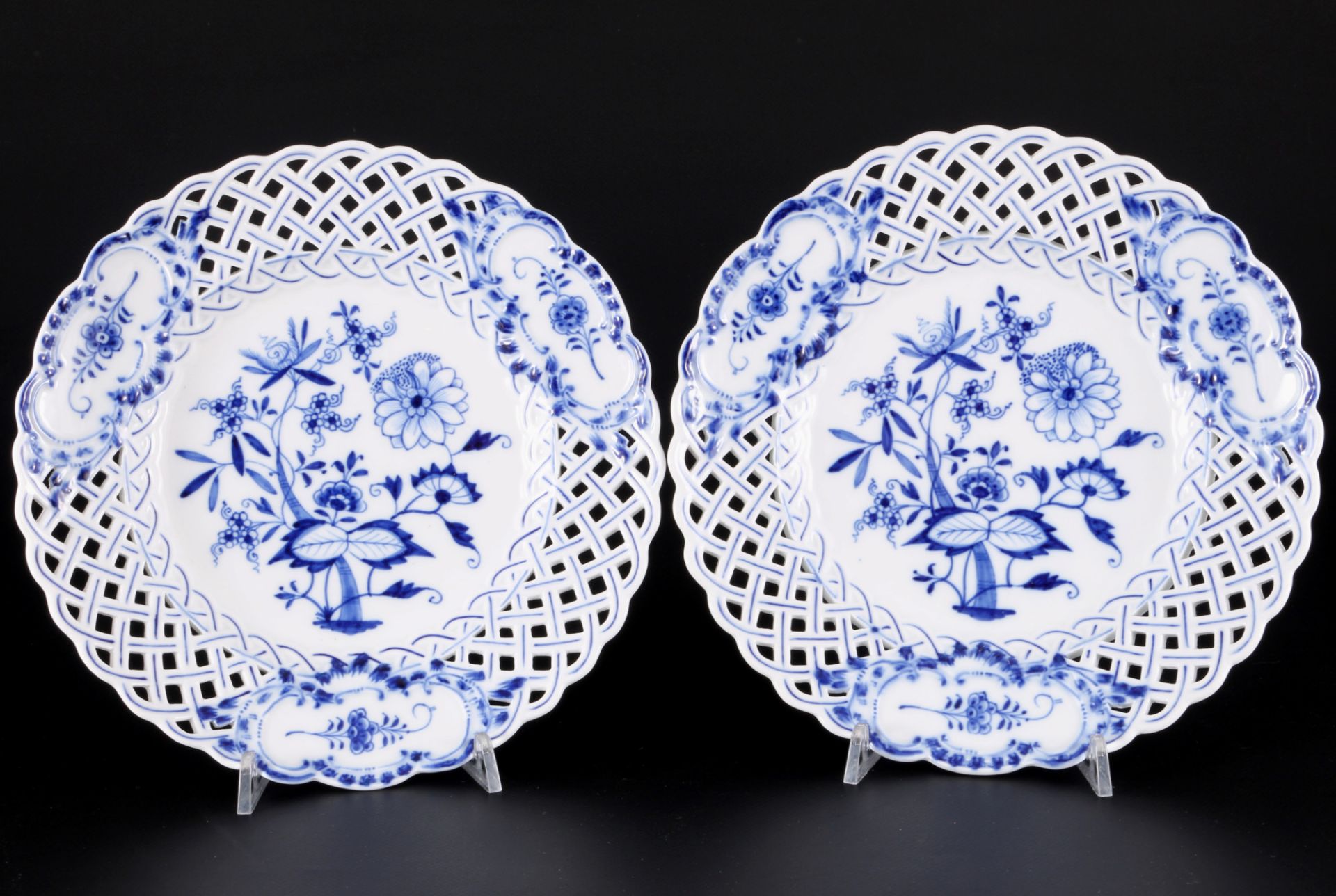 Meissen Zwiebelmuster 6 Durchbruchteller 1.Wahl, cutwork plates 1st choice, - Bild 3 aus 5