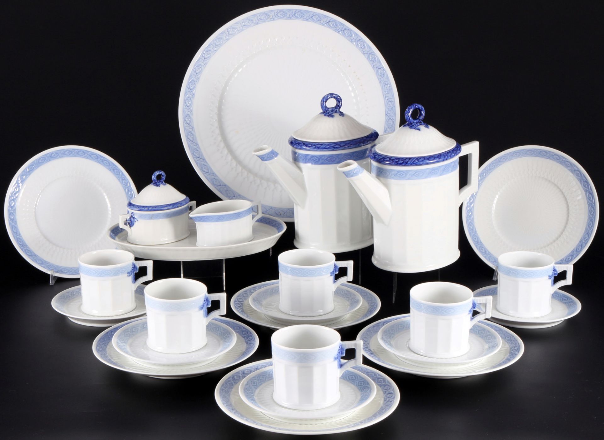 Royal Copenhagen Blauer Fächer Kaffeeservice für 6 Personen, coffee service for 6 pers.,