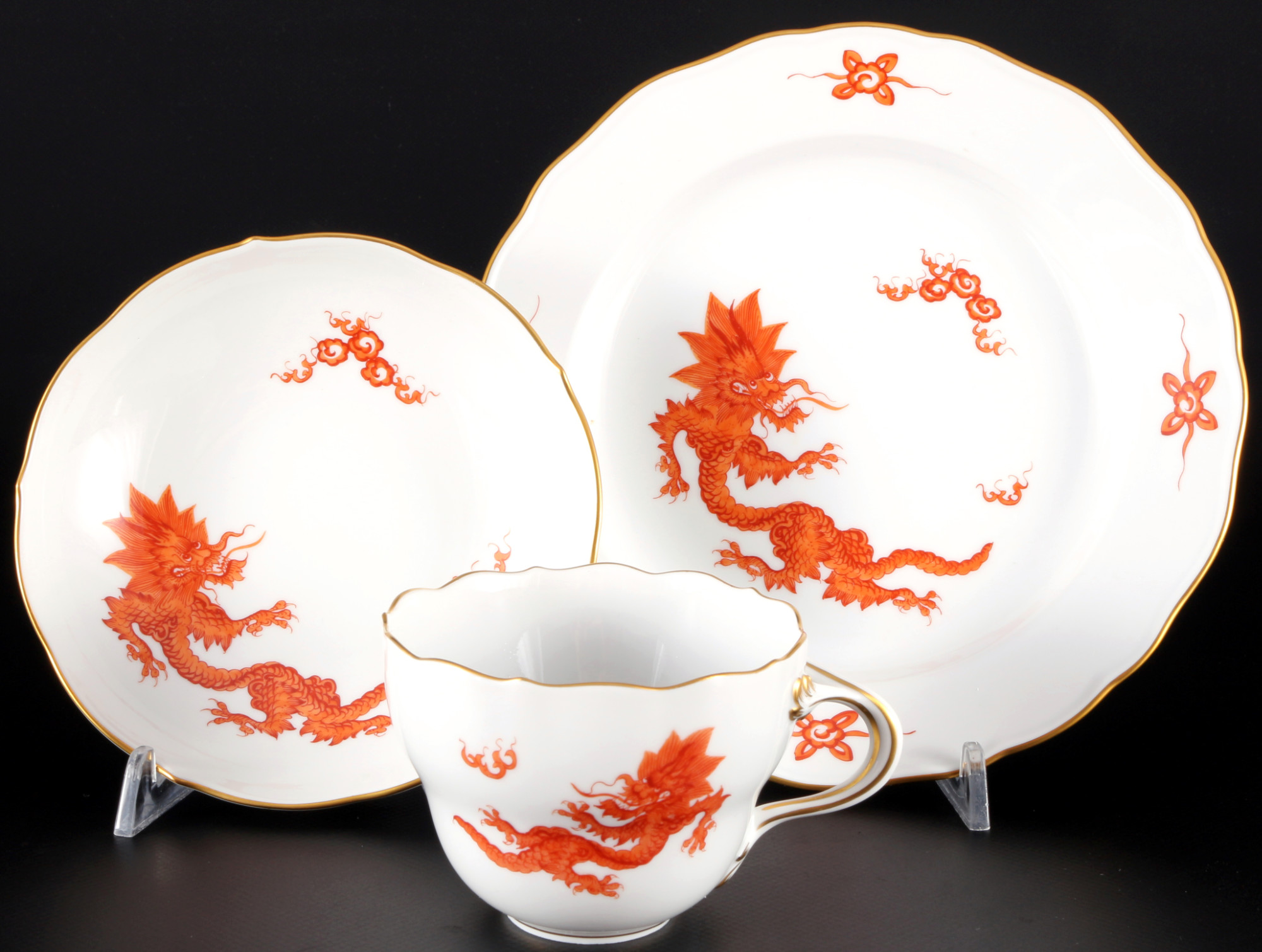 Meissen Red Ming Dragon coffee service for 8 pers. 1st choice, Mingdrache Kaffeeservice für 8 Person - Image 2 of 6