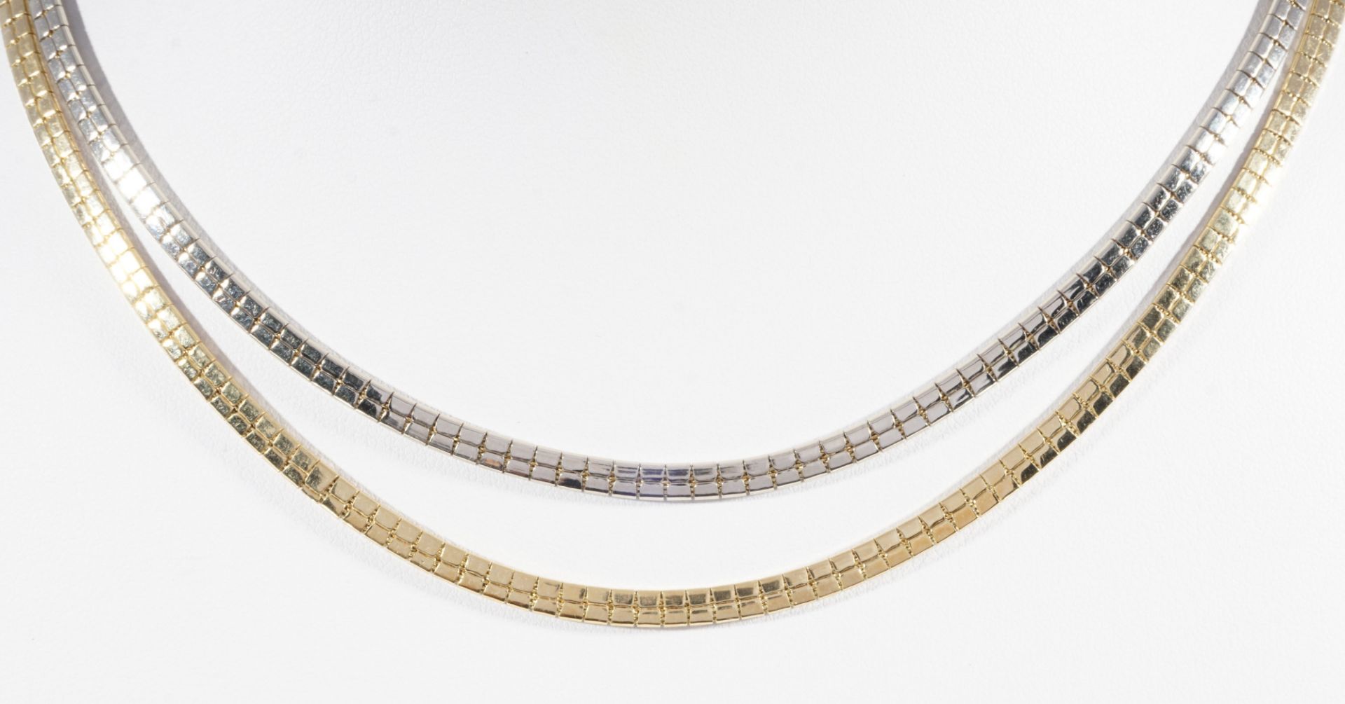 585 two-rowed gold necklace, 14K Gold Collier / zweireihige Halskette, - Image 2 of 5
