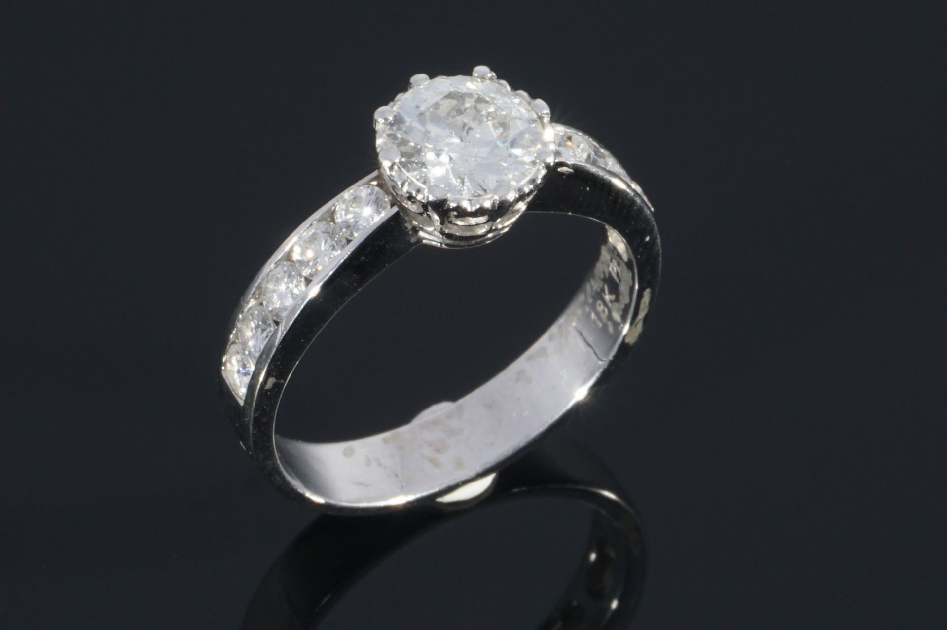 750 gold / platinum diamond ring 1,9 carat,18K Gold / Platin Diamantring, - Image 4 of 4