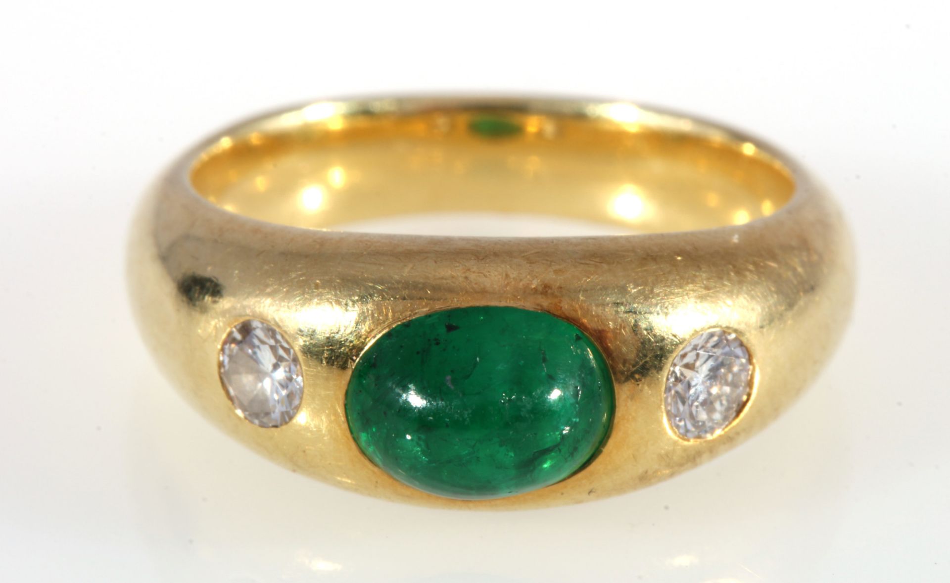 750 Gold Ring Smaragd mit 2 Brillanten, 18K gold ring emerald and 2 diamonds, - Bild 3 aus 4