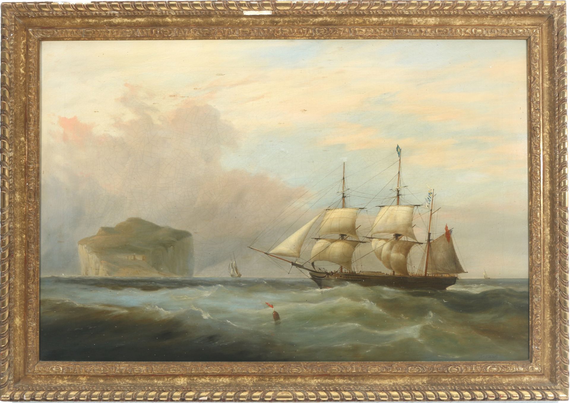 Joseph Heard (1799-1859) Dreimaster auf britischer See, three-mast ship british sea, - Bild 2 aus 4