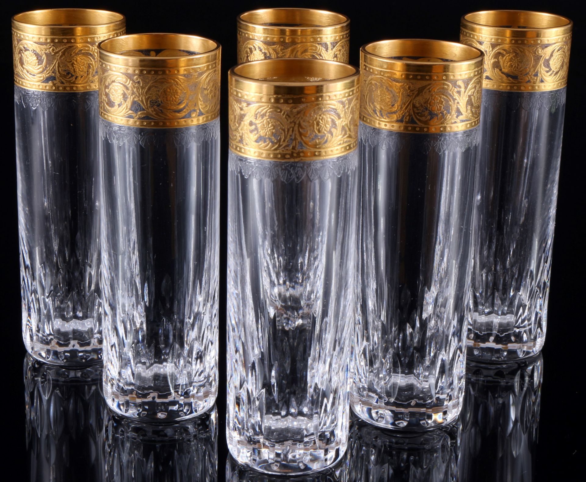 St. Louis Thistle Gold 6 high liquor glasses, Likörgläser,