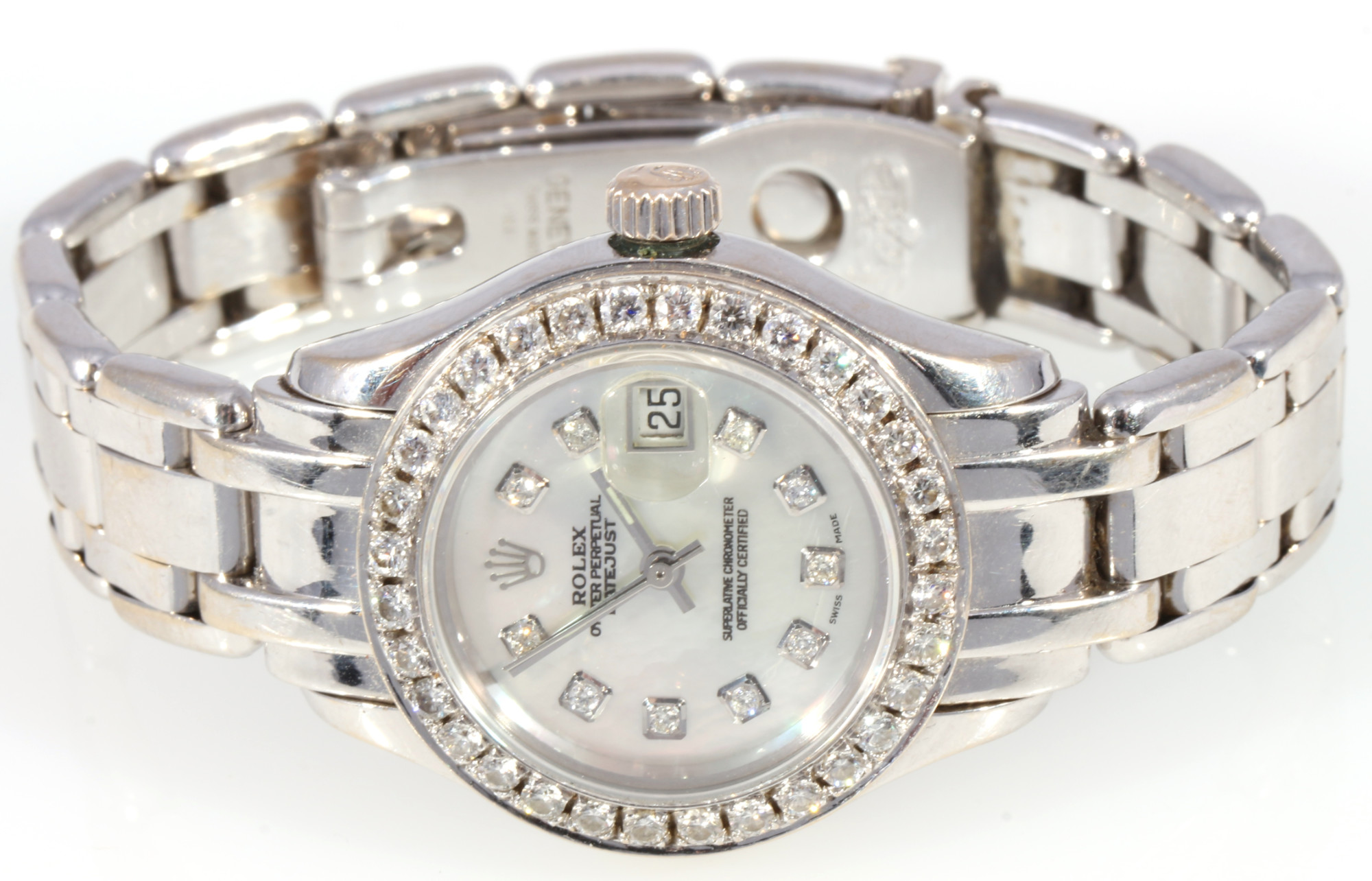 Rolex Oyster Perpetual DateJust 750 gold women's wrist watch with diamonds, 18K Gold Damenuhr mit Di - Image 3 of 6