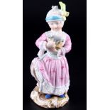 Meissen Mädchen mit Holzschaf 1.Wahl, Knaufmarke, girl with wooden sheep 1st choice,