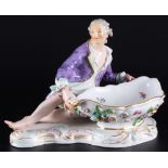 Meissen Figurenschale mit Kavalier, Knaufmarke, figural bowl with cavalier,