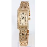 Cartier Tank Americaine 750 gold women's wrist watch with diamonds, 18K Gold Damen Armbanduhr mit Di
