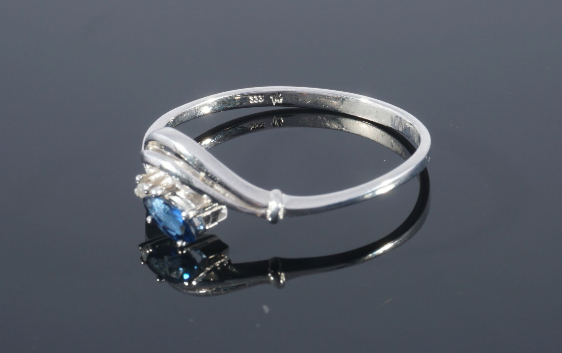 333 Gold Ring Saphir und Brillant, 8K gold ring sapphire and diamond, - Bild 4 aus 4