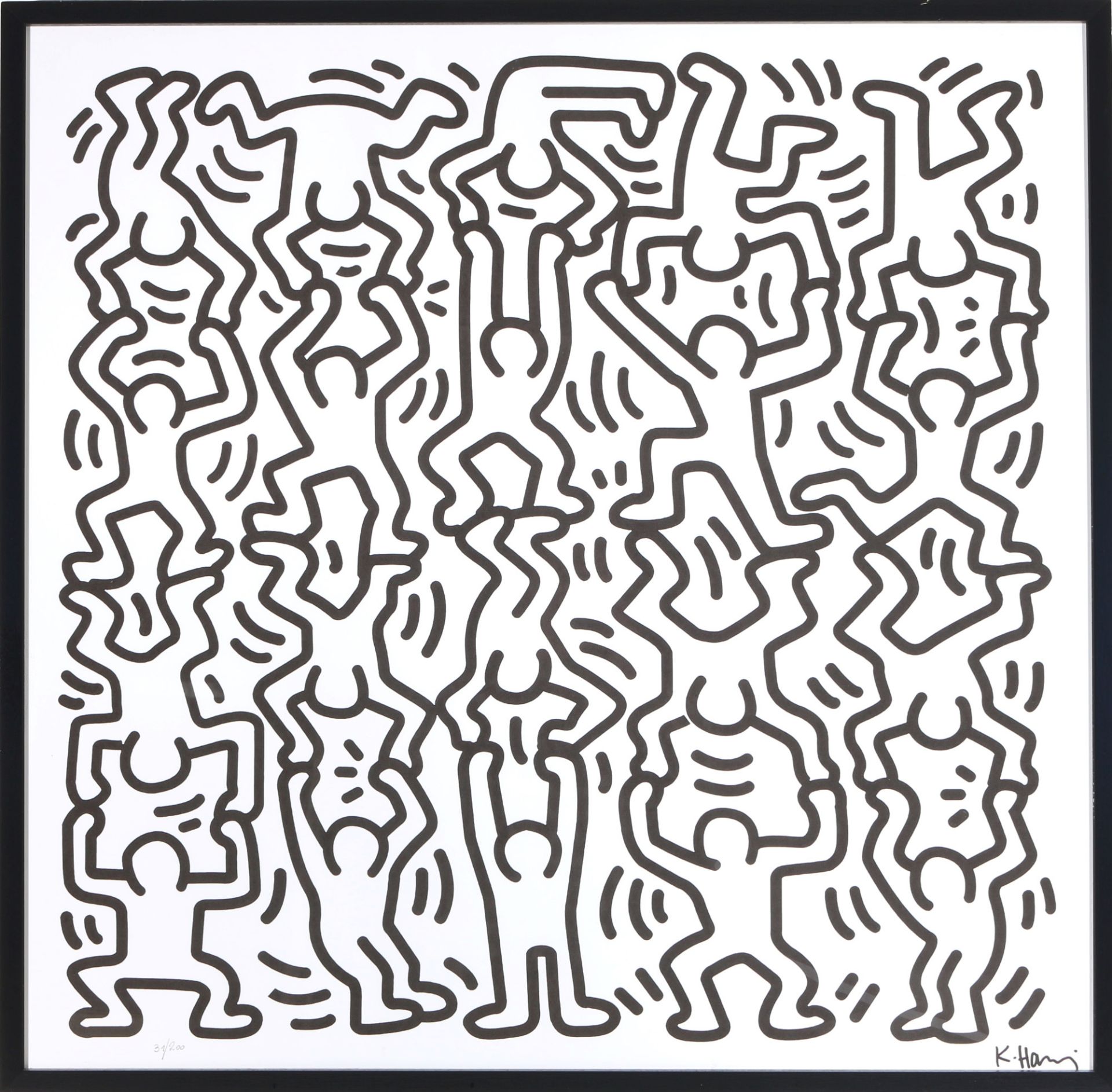 Keith Haring (1958-1990) figures in handstand black and white, Figuren im Handstand schwarz/weiß, - Image 2 of 4