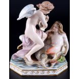 Meissen Amor mit Nixe 1.Wahl, Knaufmarke, Amor with mermaid 1st choice,