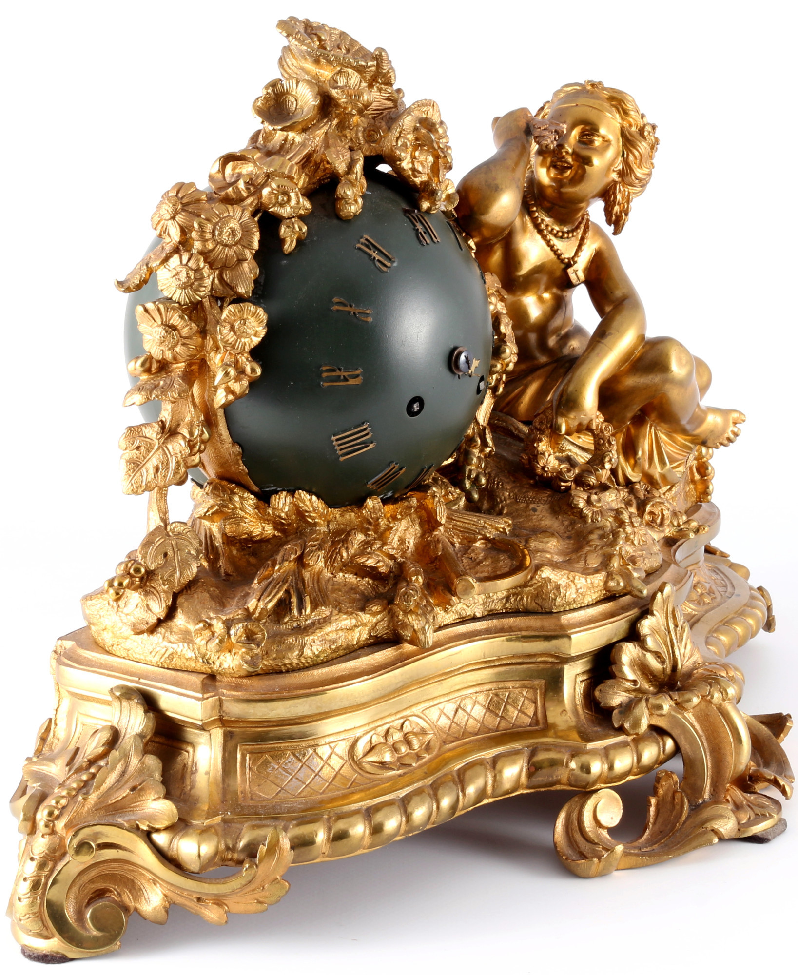 French bronze mantel clock 19th century, Kaminuhr Frankreich 19. Jahrhundert, - Image 2 of 4