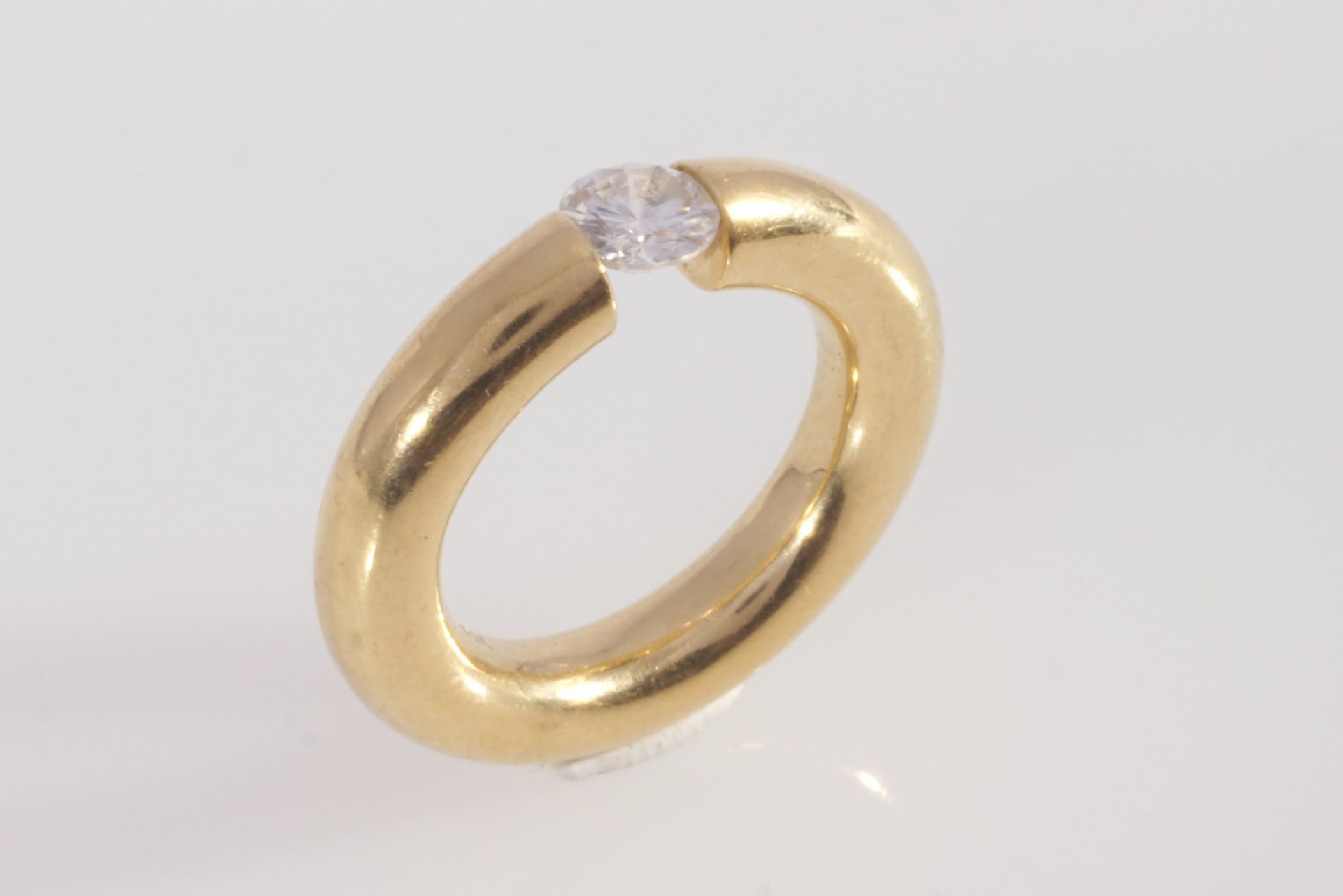 750 Gold Spannring mit Brillant 0,75ct, Niessing Art, Solitärring, 18K gold clamping ring with diamo - Bild 3 aus 4