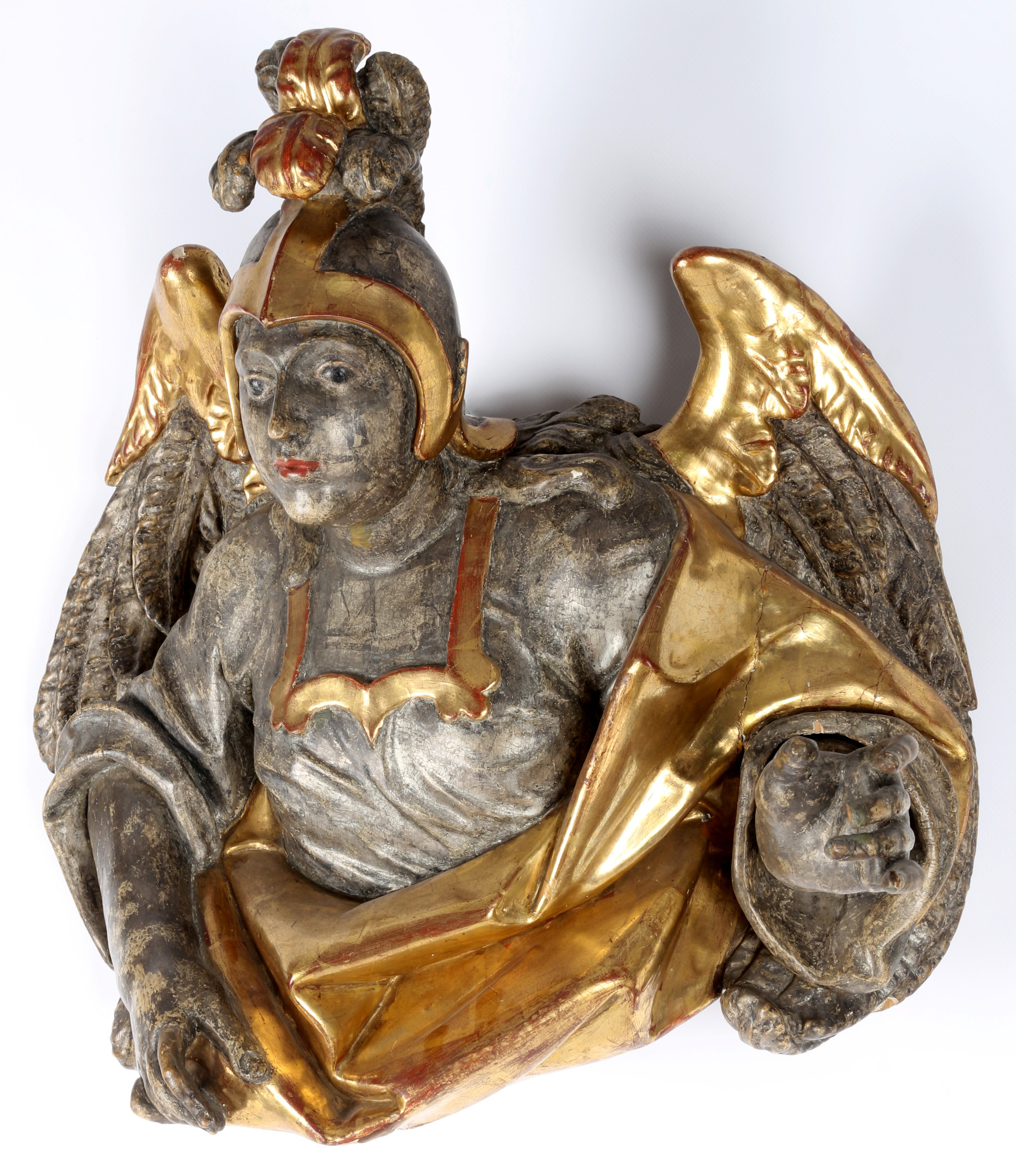 Archangel Michael large wall figure 18th century, Wandfigur Erzengel Michael 18. Jahrhundert, - Image 2 of 4