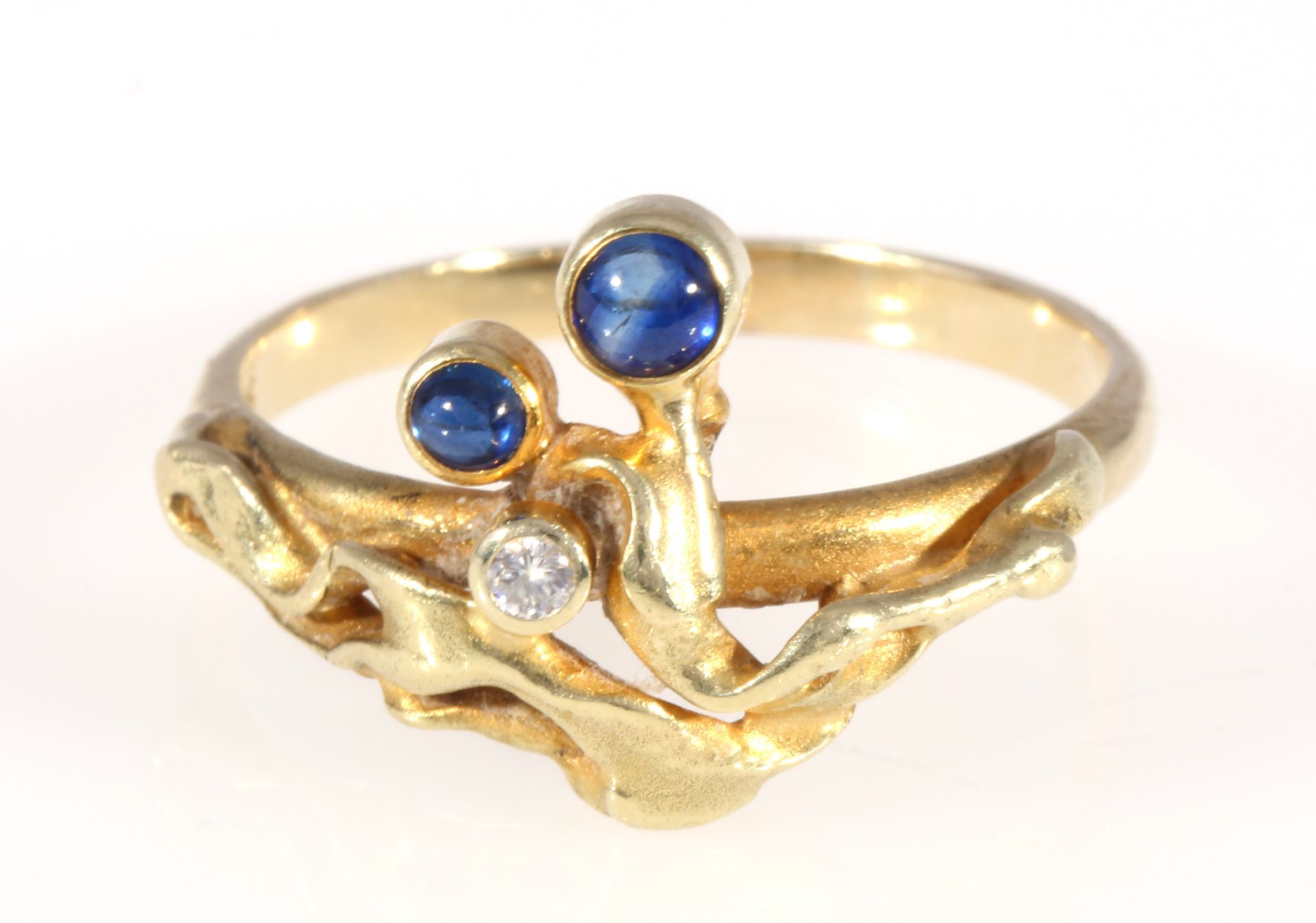 585 Gold Ring mit Saphiren und Brillanten, 14K gold ring sapphires and diamonds,