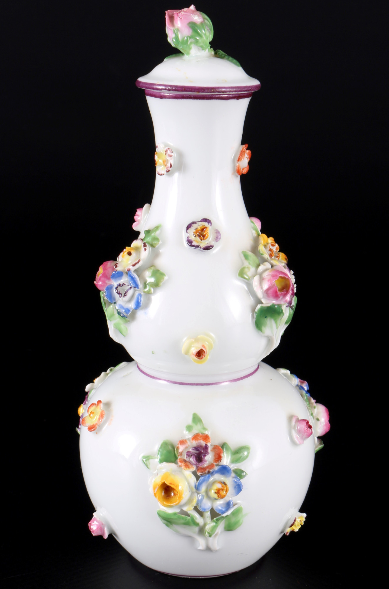 Meissen 2 small splendor vases with blossoms 1st choice, knob mark, kleine Prunkvasen mit plastische - Image 3 of 6
