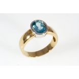 585 Gold Aquamarin Ring , 14K gold aquamarine ring,