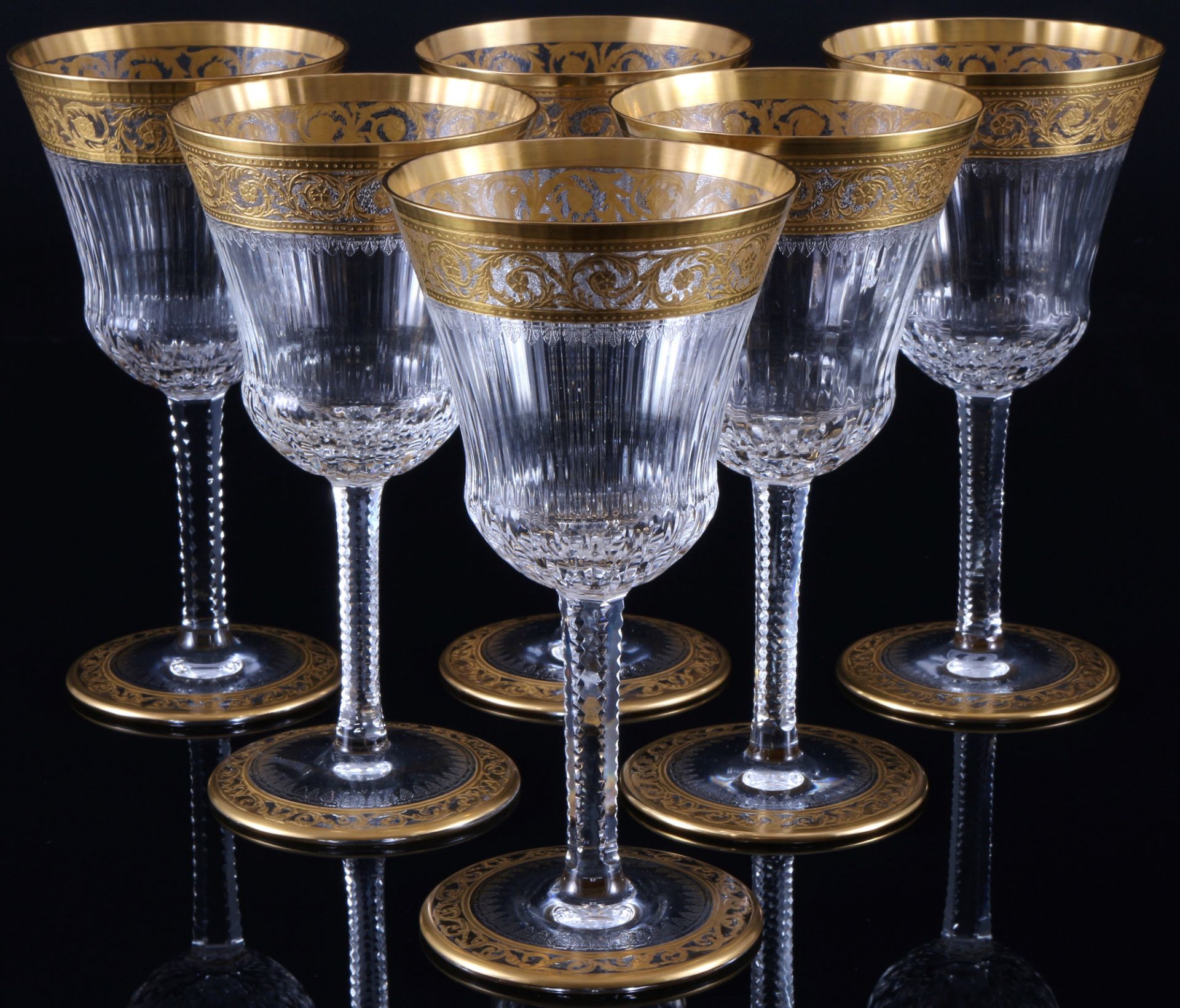 St. Louis Thistle Gold 6 wine glasses no. 3, Weingläser,