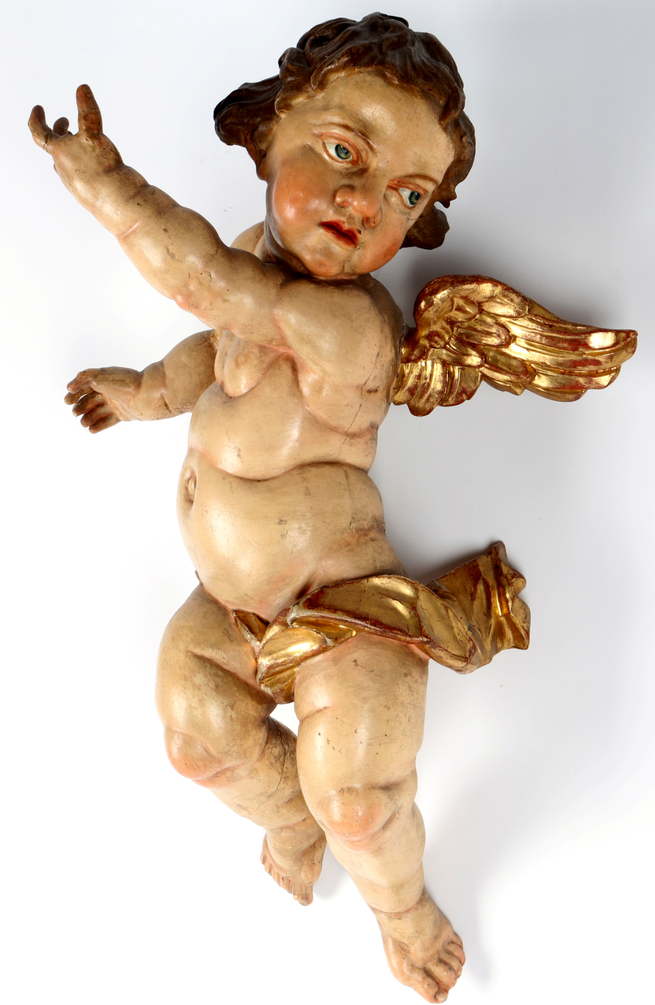 Cherub wall figure 18th century, Putto Engel Wandfigur 18. Jahrhundert, - Image 2 of 5