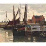 Wilhelm Hambüchen (1869-1939) Segelboote am Hafen, sailing boats at the harbor,