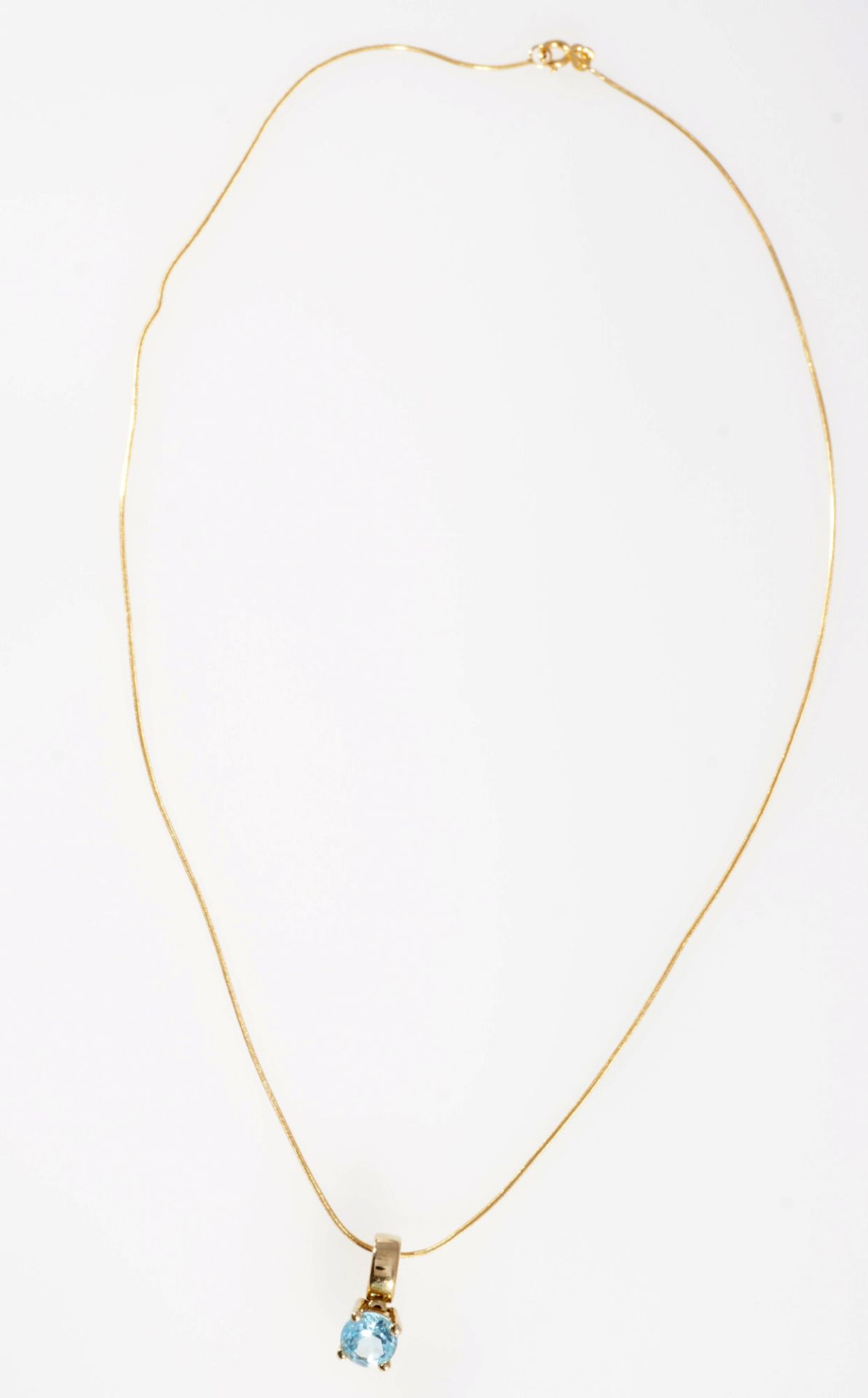 333 Gold Collier mit Aquamarin, 8K gold necklace with aquamarine, - Bild 3 aus 4