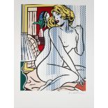 Roy Lichtenstein (1923-1997) sitzender blonder weiblicher Akt, blonde female nude act seated,