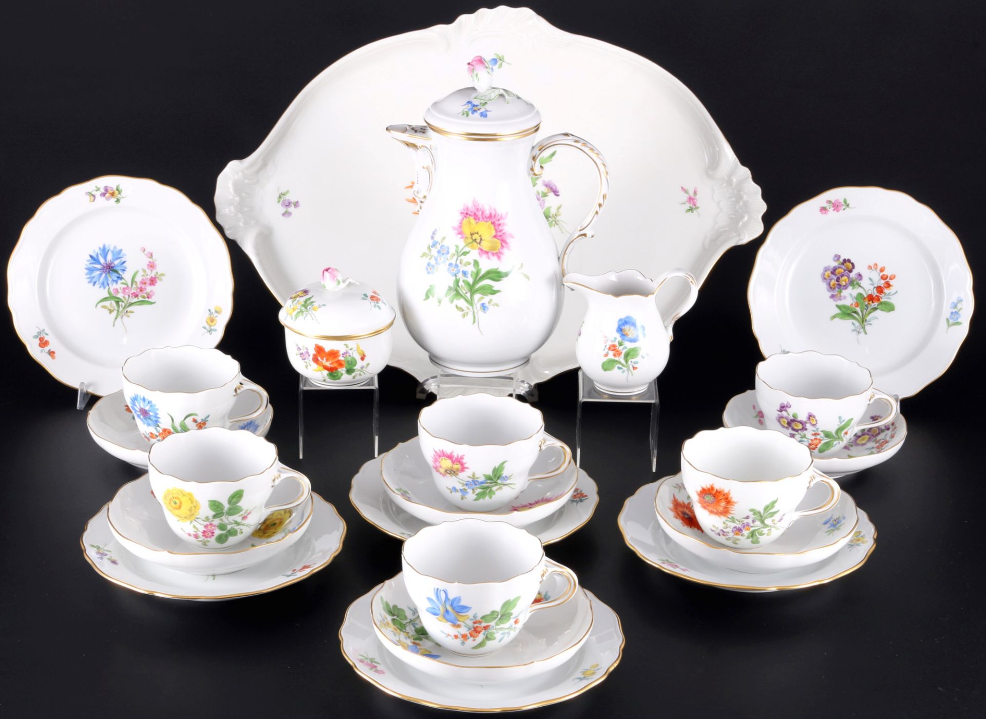 Meissen Blume Kaffeeservice für 6 Personen, coffee service for 6 pers.,