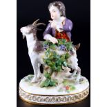 Meissen Knabe mit Ziege 1.Wahl, Knaufmarke, boy with goat 1st choice,