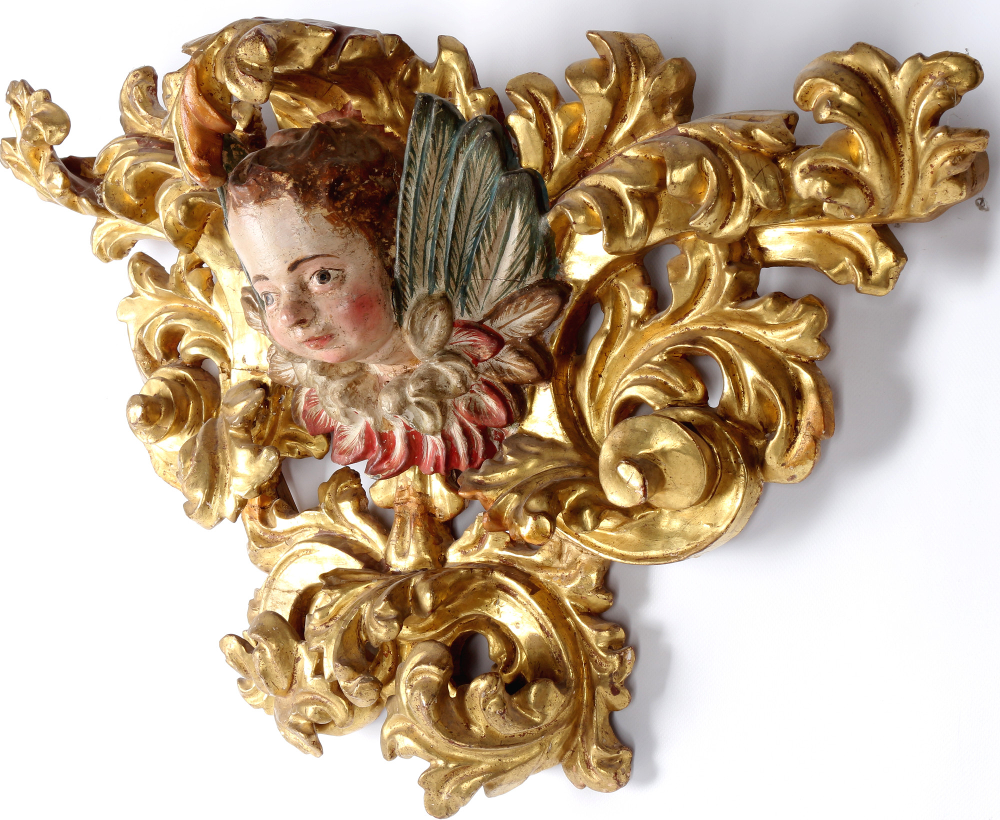 Baroque door finial with cherub 18th century, Barock Supraporte mit Putte 18. Jahrhundert, - Image 2 of 4