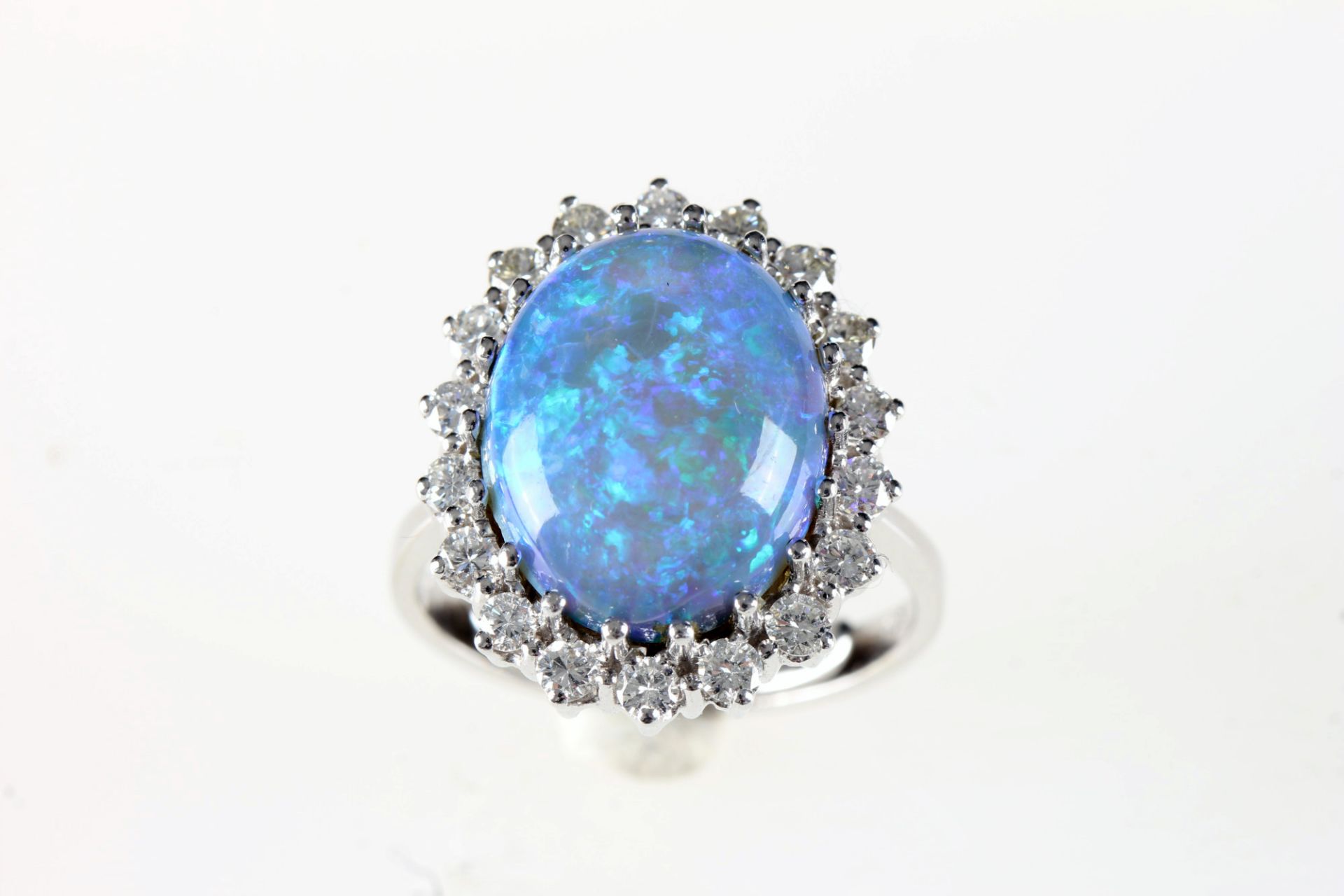 585 Gold Opalring mit IF Brillanten ca. 0.5ct, 14K opal ring with IF diamonds, - Bild 4 aus 6