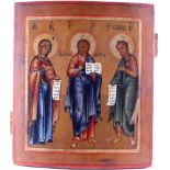 Russland Ikone Deesis Christus mit Maria und Johannes 19. Jahrhundert, russian icon deesis Christ wi