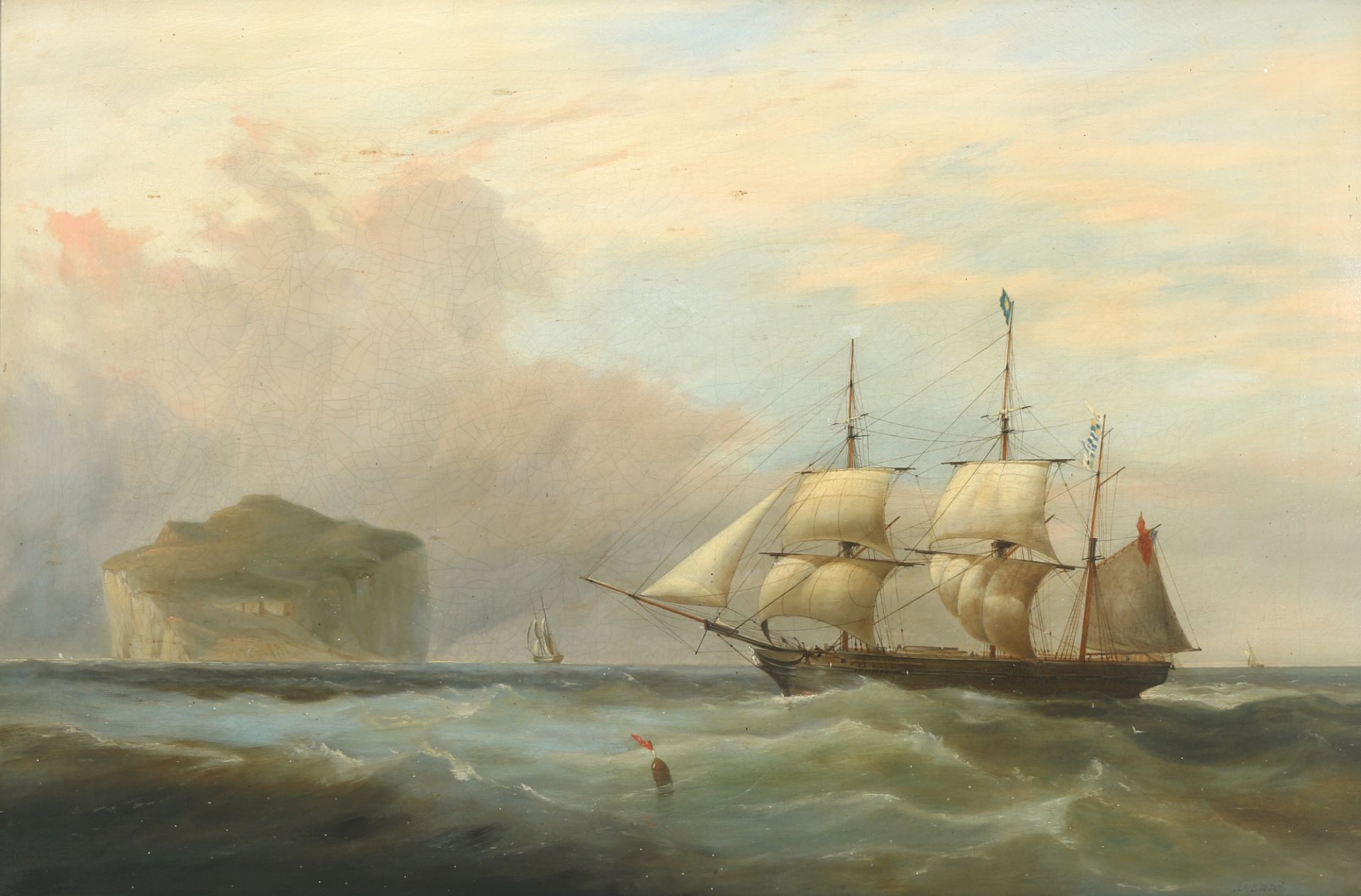 Joseph Heard (1799-1859) Dreimaster auf britischer See, three-mast ship british sea,