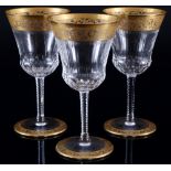 St. Louis Thistle Gold 3 Weingläser No. 3, wine glasses,