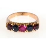 585 Gold Ring mit 5 Farbsteinen, 14K gold ring with 5 colored stones,