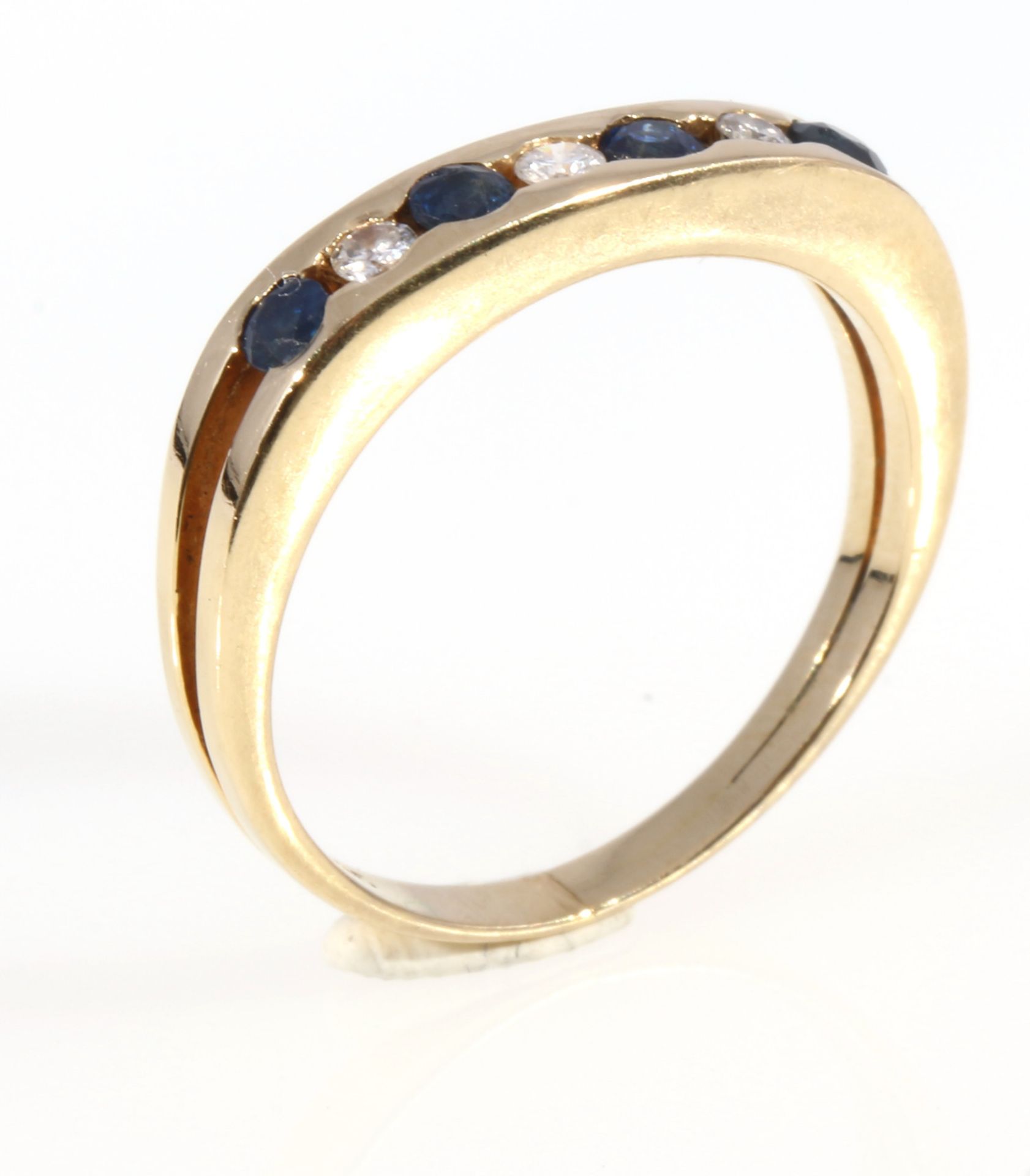585 Gold Ring mit Saphiren und Brillanten, 14K gold ring sapphires and diamonds, - Bild 2 aus 3
