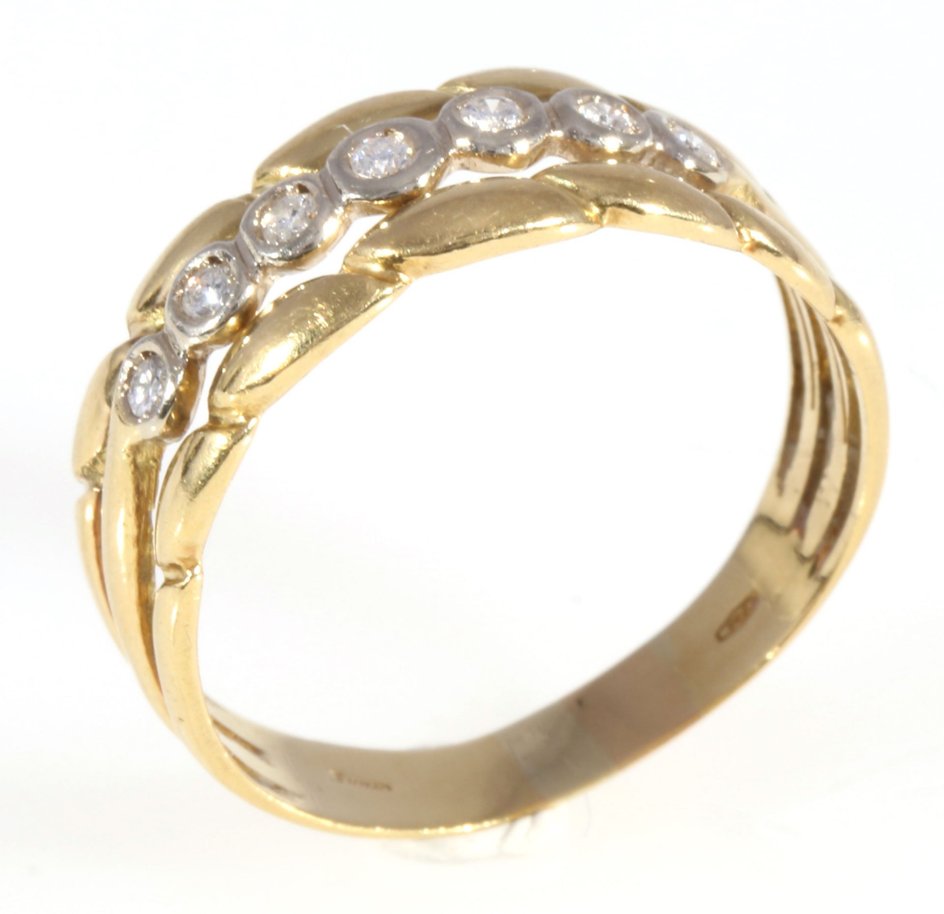 750 Gold Ring mit 7 Brillanten, 18K gold ring with 7 diamonds, - Bild 2 aus 4