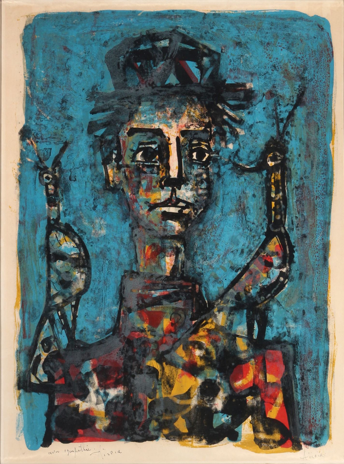 Paul Aizpiri (1919-2016) abstraktes Männerportrait, abstract male portrait,