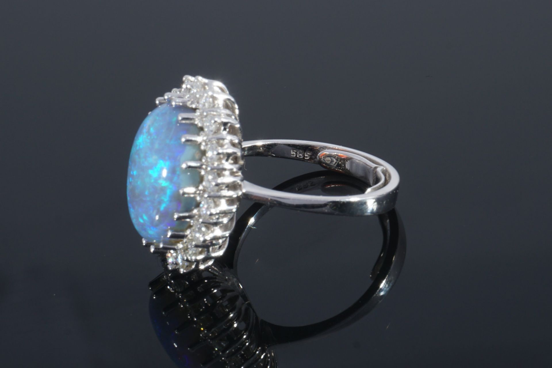 585 Gold Opalring mit IF Brillanten ca. 0.5ct, 14K opal ring with IF diamonds, - Bild 7 aus 7