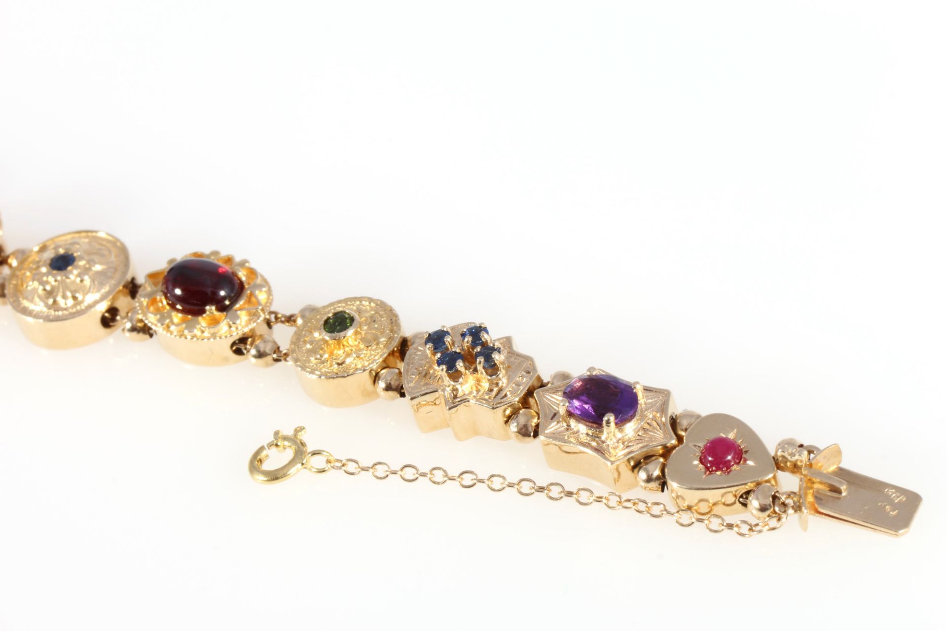585 Gold Multicolor Bettelarmband, 14K gold multicolor bracelet, - Image 5 of 5
