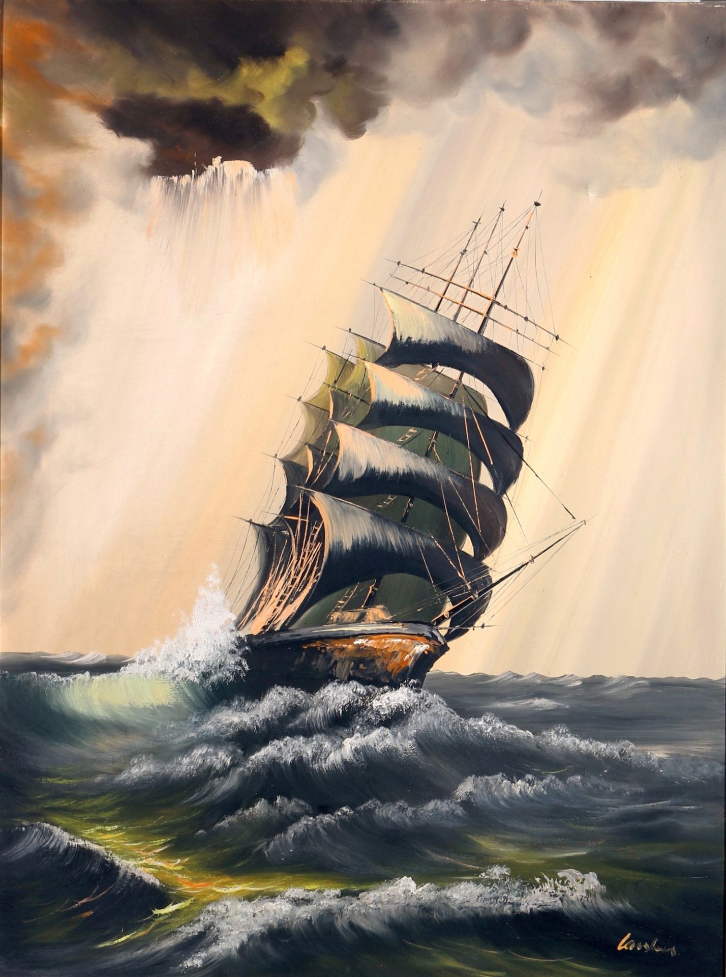 Carsten - Segelschiff auf stürmischer See, sailing ship on a stormy sea,