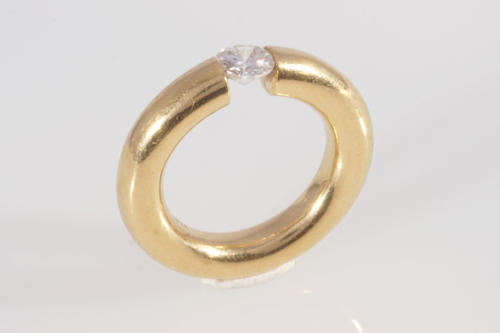 750 Gold Spannring mit Brillant 0,75ct, Niessing Art, Solitärring, 18K gold clamping ring diamond,