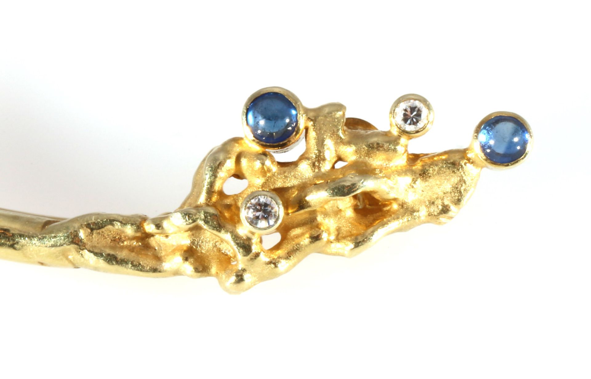 585 Gold Brosche mit Saphiren und Brillanten, 14K gold brooch with sapphires and diamonds, - Image 2 of 3