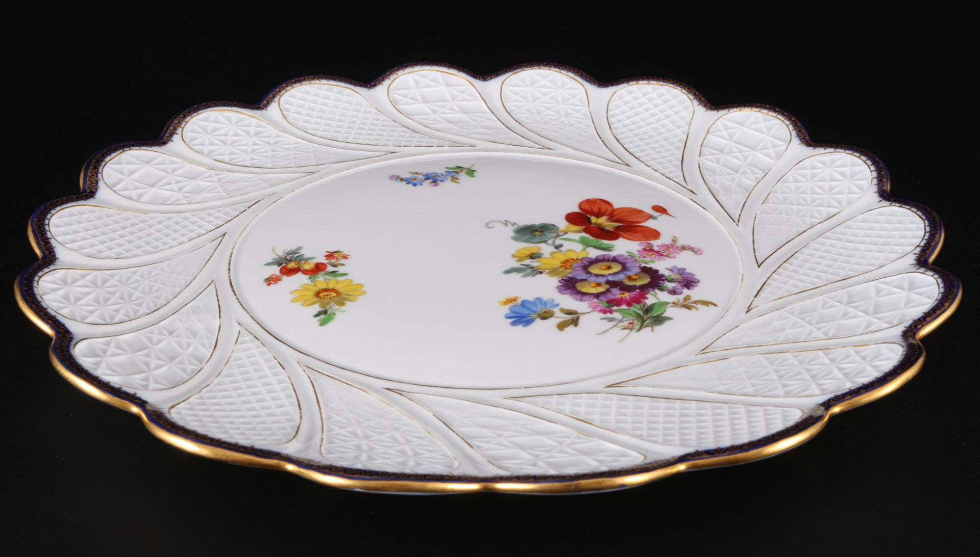 Meissen A-Kante Blumenbukett Kuchenplatte 1.Wahl, large cake plate 1st choice, - Image 2 of 3