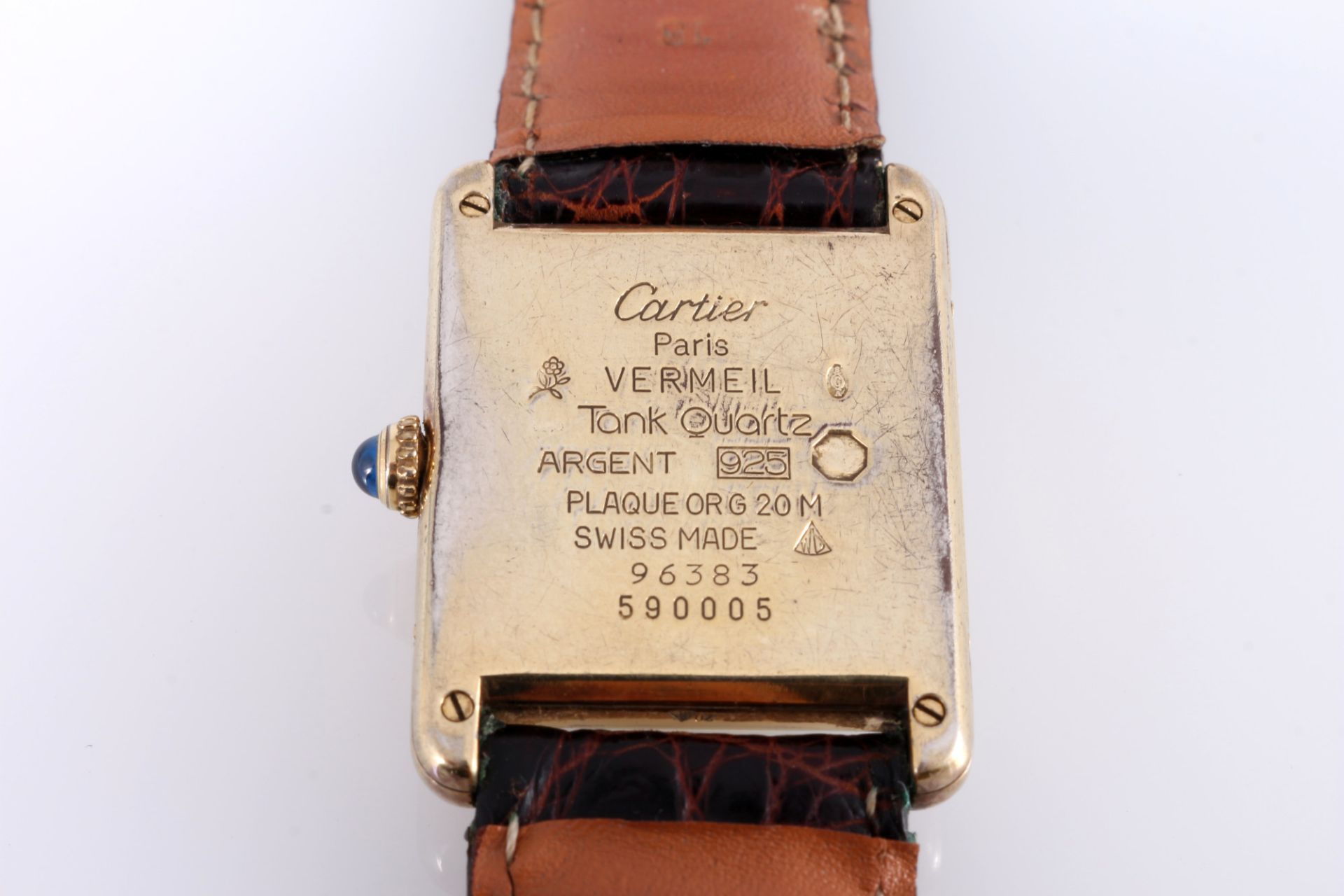 Cartier Tank Vermeil Damen Armbanduhr, women's wrist watch, - Image 7 of 8