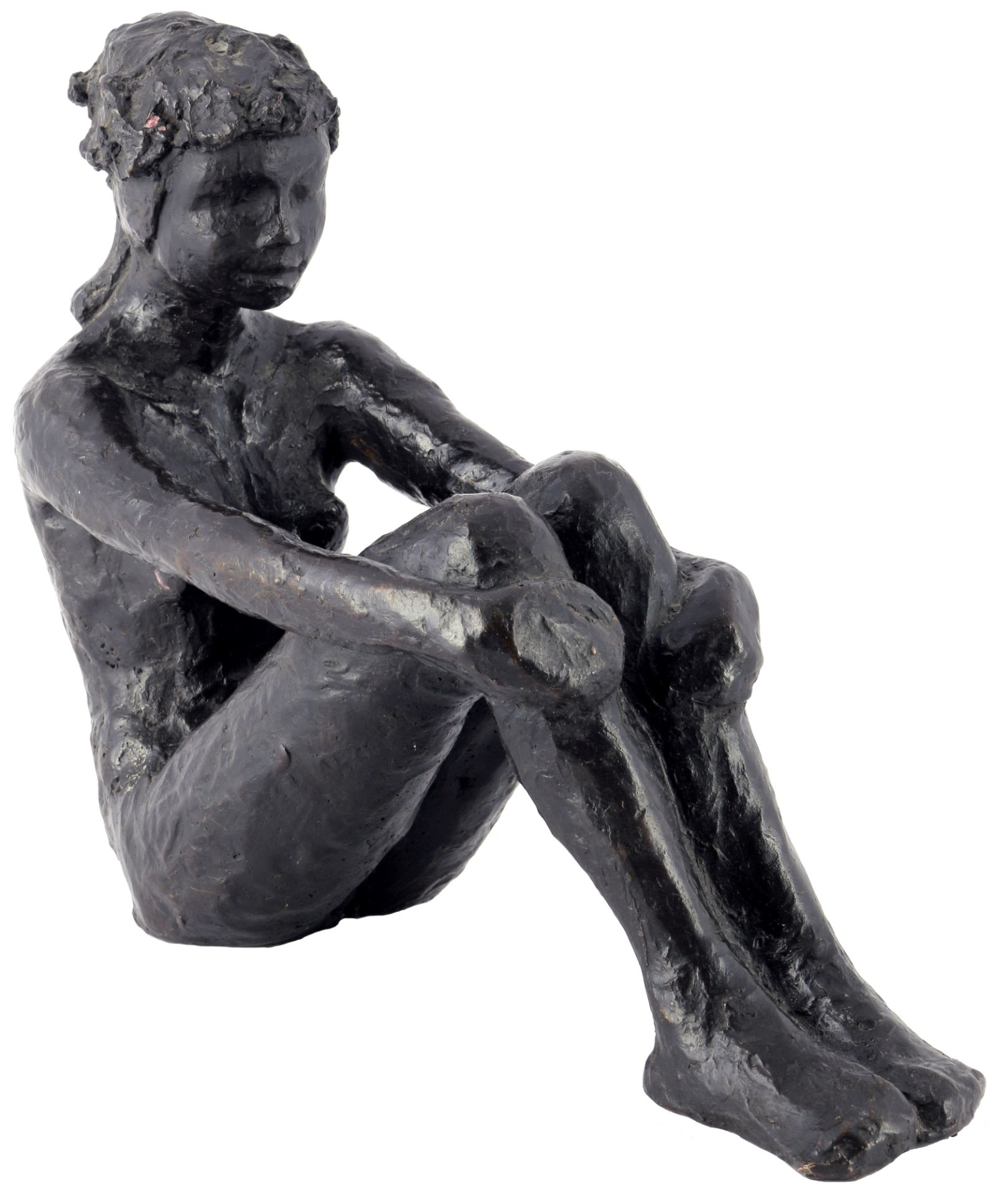 Bronze Frauenakt - sitzende junge Dame, sculpture of a sitting nude,